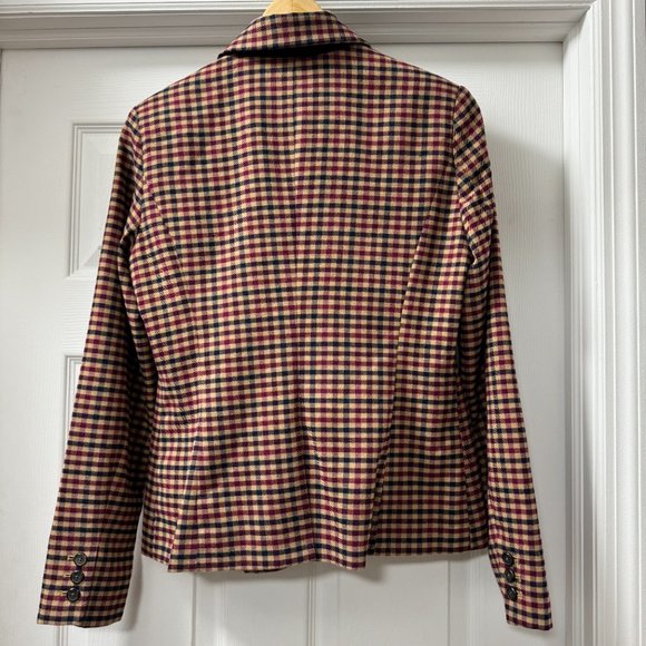 Merona Plaid Check Blazer Lined Pockets Fitted Size 6 - Picture 2 of 7